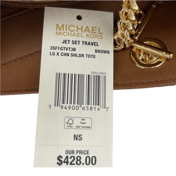 Michael Kors Large X Chain Shoulder Tote Bag Brown/Gold - Picture 9 of 9